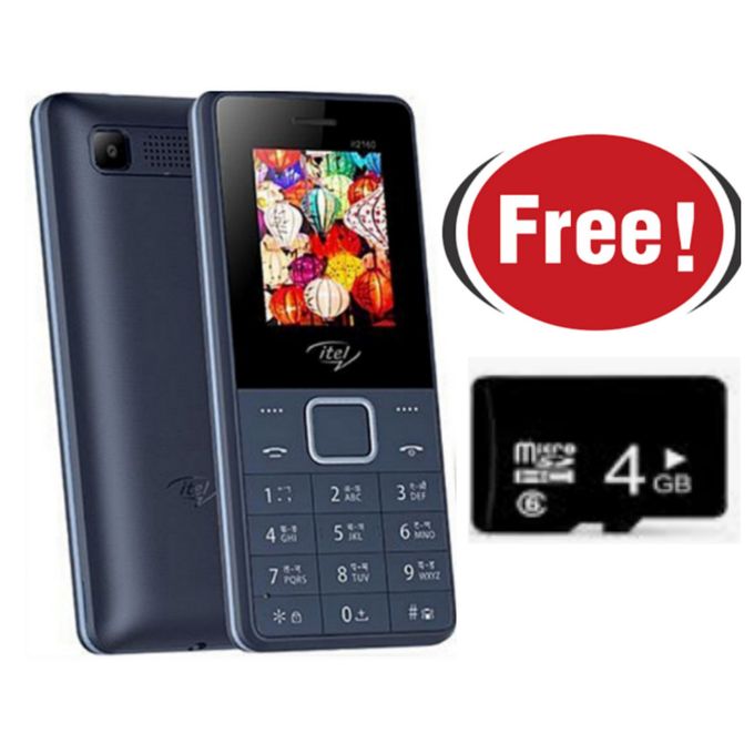 Itel It 2160, 1.77'', Fm Radio,1000 MAh,Dual Sim+ FREE MEMORY CARD
