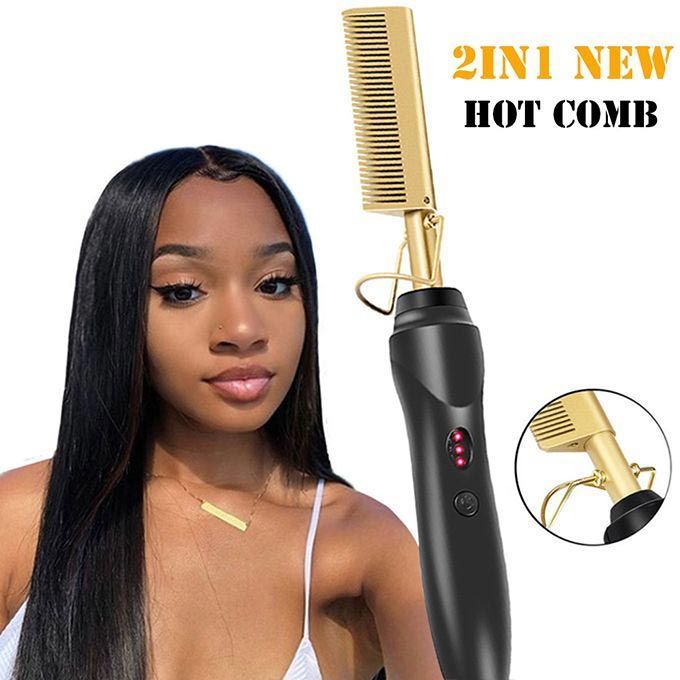 Copper Hot Comb Straightener for Wigs Afro Hair Heating Comb Straightening Brush Electric Pressing Comb Curler Hair Straightener Hot-Air Brushes