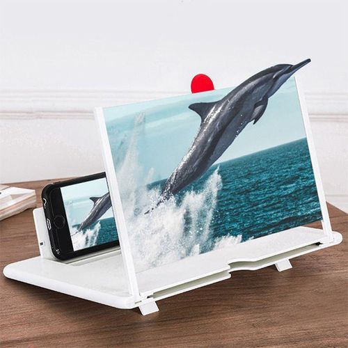 Bandes 12 14 Inch 3D Phone Screen Magnifier, HD Stereoscopic Phone Screen Amplifier,Anti-Radiation Mobile Phone Movie Game Video Enlarger,Foldable Mobile Phone Stand Holder,for All SmartPhones(White)