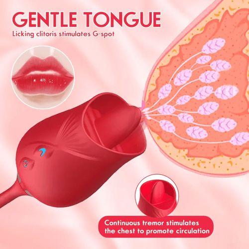 Rose Sucking Vibrator DUAL Stimulator Dildo Sex Toy Clitoris NIPPLE SUCKER Thrusting Dildo - Women view 5