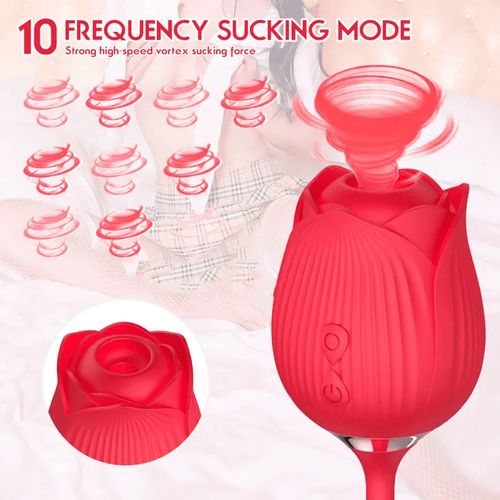 Rose Sucking Vibrator DUAL Stimulator Dildo Sex Toy Clitoris NIPPLE SUCKER Thrusting Dildo - Women view 2