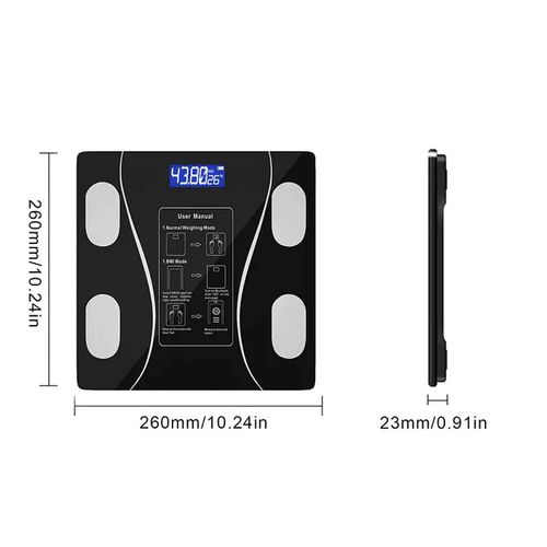 Wireless Intelligent Digital Bathroom Tempered Glass Platform BMI Scale, Body Fat Scale, Body Composition Analyzer with Smartphone Application and Bluetooth