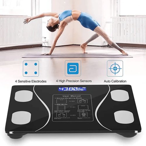Wireless Intelligent Digital Bathroom Tempered Glass Platform BMI Scale, Body Fat Scale, Body Composition Analyzer with Smartphone Application and Bluetooth