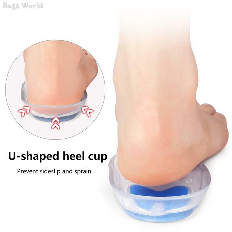 1 Pair Silicone Gel Heel Cups Pads Shoe Inserts Soft Anti-slip Foot Pain Relief Insoles Cushion Foot Care for Women and Men