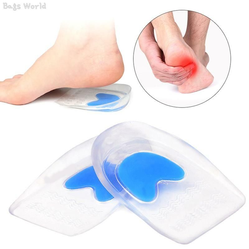 1 Pair Silicone Gel Heel Cups Pads Shoe Inserts Soft Anti-slip Foot Pain Relief Insoles Cushion Foot Care for Women and Men