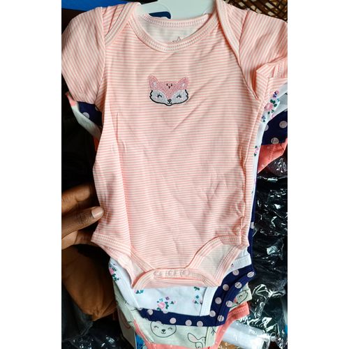 Fashion NEW ARRIVAL 5PC Pretty Cotton Short-sleeve Baby Onesies/bodysuit/sleepsuit/romper + 3 Trousers set both Girl and Boy  assorted colors
