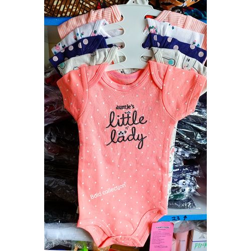 Fashion NEW ARRIVAL 5PC Pretty Cotton Short-sleeve Baby Onesies/bodysuit/sleepsuit/romper + 3 Trousers set both Girl and Boy  assorted colors