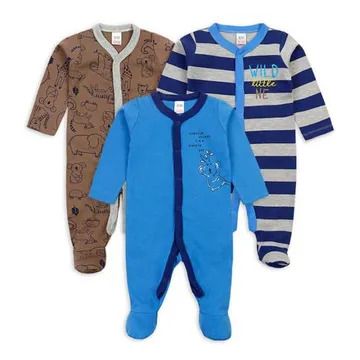 Fashion 3 Pcs Set High Quality Cotton Baby Romper assorted colors for both girls and boy from 0-12 months of age