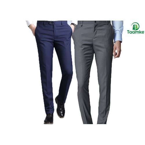 Fashion NEW  ARRIVAL 2 pack HIGH QUALITY COTTON TURKEY  Pack  Men's Formal Official Trousers BOTH  slim fit and normal fit color as shown in the picture blue and gray size 30,32,34,36,38,40,42.