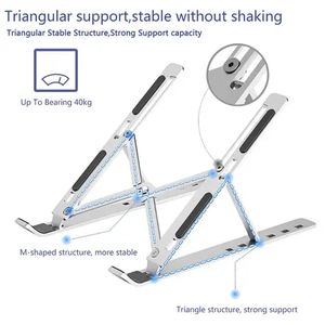 Laptop Portable Desktop Laptop PHONE TABLET Holder Riser For Desk And Bed, 6-Levels Angles Adjustable Height Notebook Mount, ABS/Plastic& Containing Metals Stable PC Riser For Laptops & Tablets