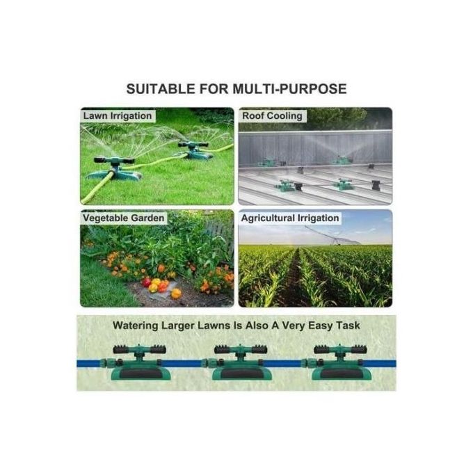 3 Arm 360⁰ Auto-Rotating Water Garden Sprinkler(360 full coverage, long range impulse sprinkling system)