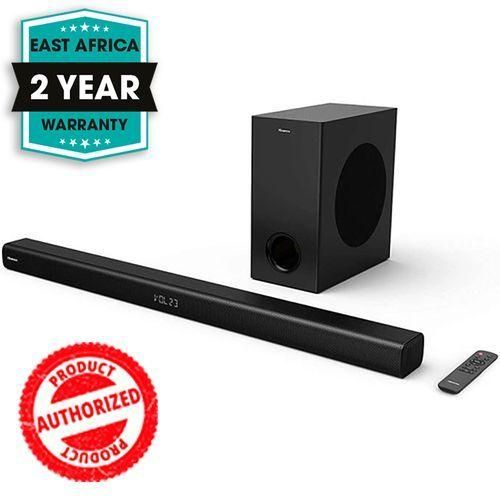 Hisense 2.1CH SOUNDBAR WITH WIRELESS SUBWOOFER(2.1Channel,Surround System,Wireless Sub-Woofer,200w Output Power,Thumbing Bass,Bluetooth Connectivity,Easy Devices Connectivity,Wall Mountable,HDMI
)