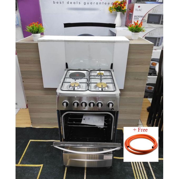 Amaze Cooker 3G+1E with GAS OVEN 50X50CM Free Standing Cooker with GAS OVEN Automatic Ignition Glass Top