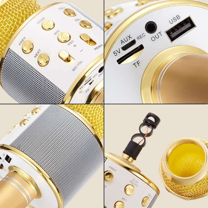 WS-858 Metal High Sound Quality Handheld KTV Karaoke Recording Bluetooth Wireless Microphone, For Notebook, PC, Speaker, Headphone, IPad, IPhone, Galaxy, Huawei, Xiaomi, LG, HTC And Other Smart Phones