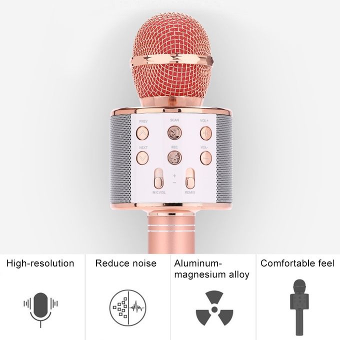 WS-858 Metal High Sound Quality Handheld KTV Karaoke Recording Bluetooth Wireless Microphone, For Notebook, PC, Speaker, Headphone, IPad, IPhone, Galaxy, Huawei, Xiaomi, LG, HTC And Other Smart Phones