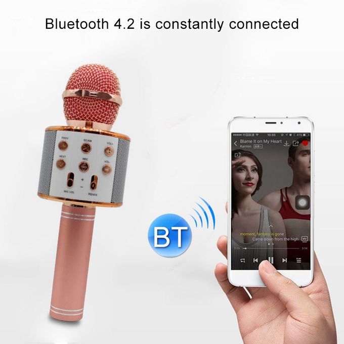 WS-858 Metal High Sound Quality Handheld KTV Karaoke Recording Bluetooth Wireless Microphone, For Notebook, PC, Speaker, Headphone, IPad, IPhone, Galaxy, Huawei, Xiaomi, LG, HTC And Other Smart Phones