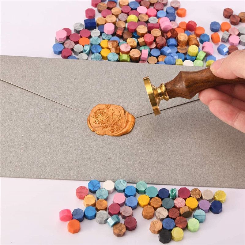 600Pcs Sealing Wax Beads Kit Colorful Wax Seal Stamp Kit with Candles Spoon Seal Stamp for Letters, Crafts Decorations Wedding Invitations