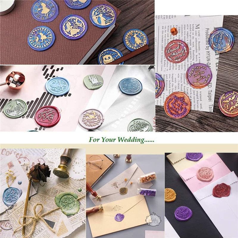 600Pcs Sealing Wax Beads Kit Colorful Wax Seal Stamp Kit with Candles Spoon Seal Stamp for Letters, Crafts Decorations Wedding Invitations