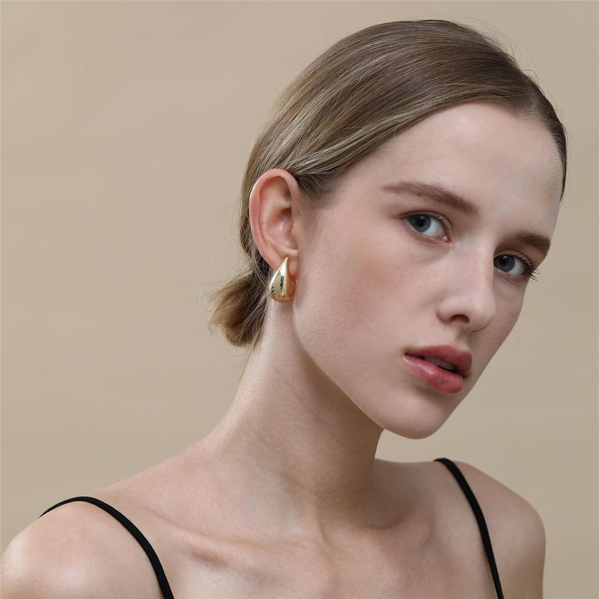 Chunky Gold Hoop Earrings for Women, Earrings Lightweight Waterdrop Hollow Open Hoops, Hypoallergenic Gold Plated Earrings Fashion Jewelry for Women Girls