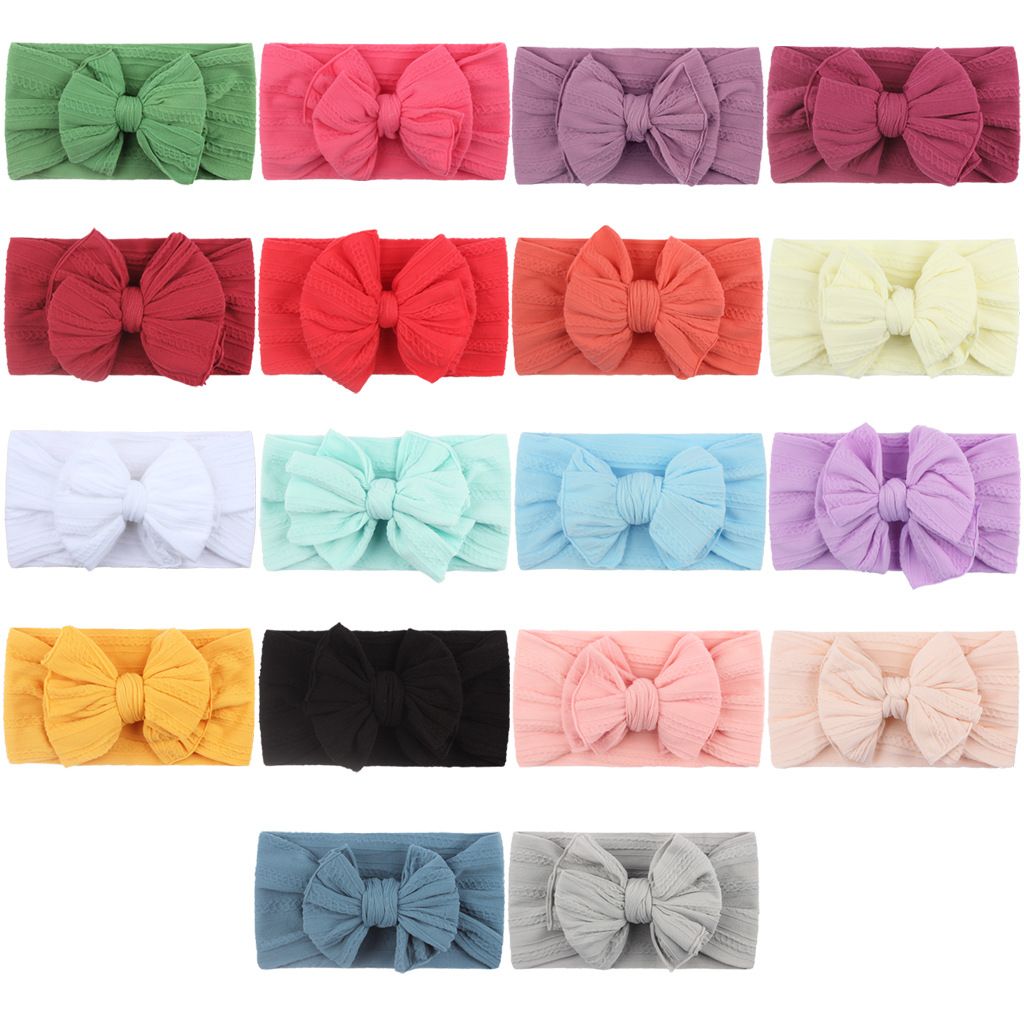 4 Pcs Baby Headbands Soft Stretchy Nylon Hair Bands with Bows for Newborn Infant Baby Toddler Girls