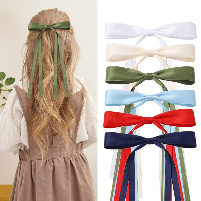 6 PCS Hair Bows Hair Clip Ribbon Accessories Ponytail Holder French Barrette Hair Bow for Girls Toddlers Teens Kids