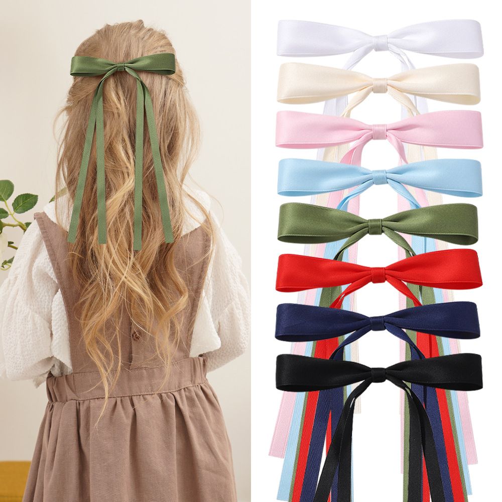 6 PCS Hair Bows Hair Clip Ribbon Accessories Ponytail Holder French Barrette Hair Bow for Girls Toddlers Teens Kids