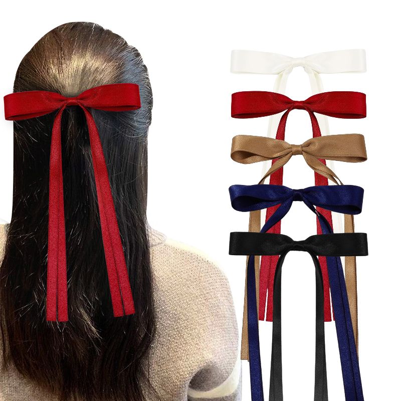 5PCS Hair Bows for Women, Hair Ribbon hair bows with Long Tail, Cute hair bow clips Hair Barrettes for Women's Accessories