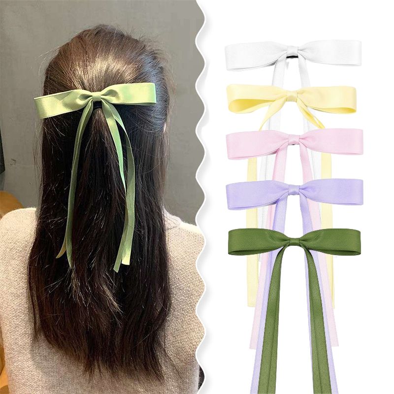 5PCS Hair Bows for Women, Hair Ribbon hair bows with Long Tail, Cute hair bow clips Hair Barrettes for Women's Accessories