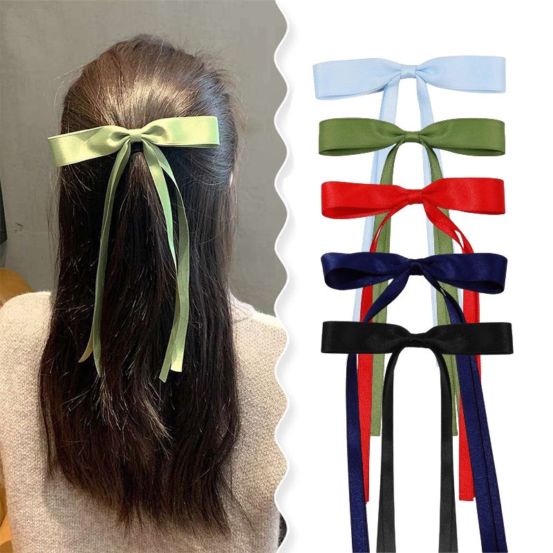 5PCS Hair Bows for Women, Hair Ribbon hair bows with Long Tail, Cute hair bow clips Hair Barrettes for Women's Accessories
