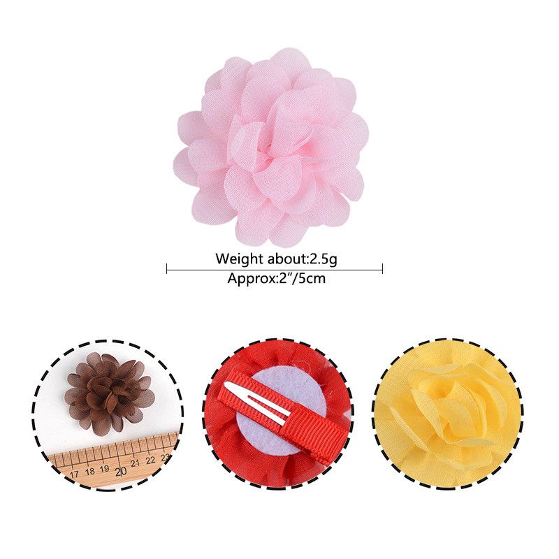 10pcs 2" Chiffon Flower Hair Bows Clips Flower Tiny Hair Clips Fine Hair for Girls Infants Toddlers