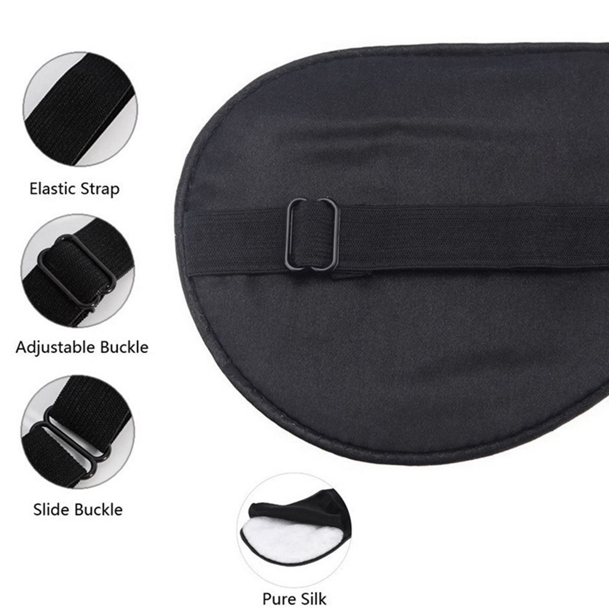 Silk Sleep Mask Super Soft Eye Mask 16 Momme 100% Mulberry Silk Night Effective Shading Eye Cover for Sleeping with Adjustable Strap for Women Men