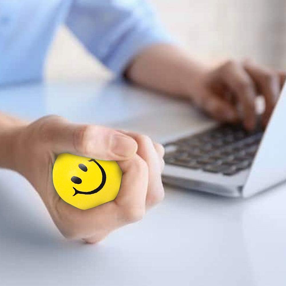 Face Smile Stress Ball - Smiley Squeeze Ball | Hand Exercise | Stress Relief Ball | Perfect for Relieving Anxiety 6.5cm | Yellow |