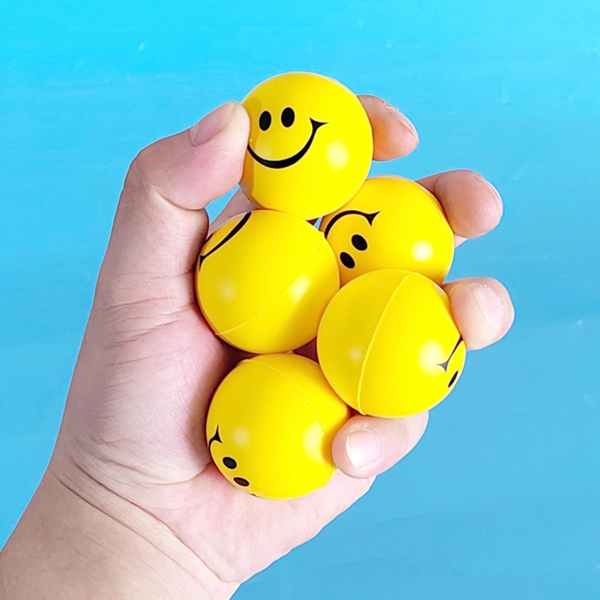 Face Smile Stress Ball - Smiley Squeeze Ball | Hand Exercise | Stress Relief Ball | Perfect for Relieving Anxiety 6.5cm | Yellow |
