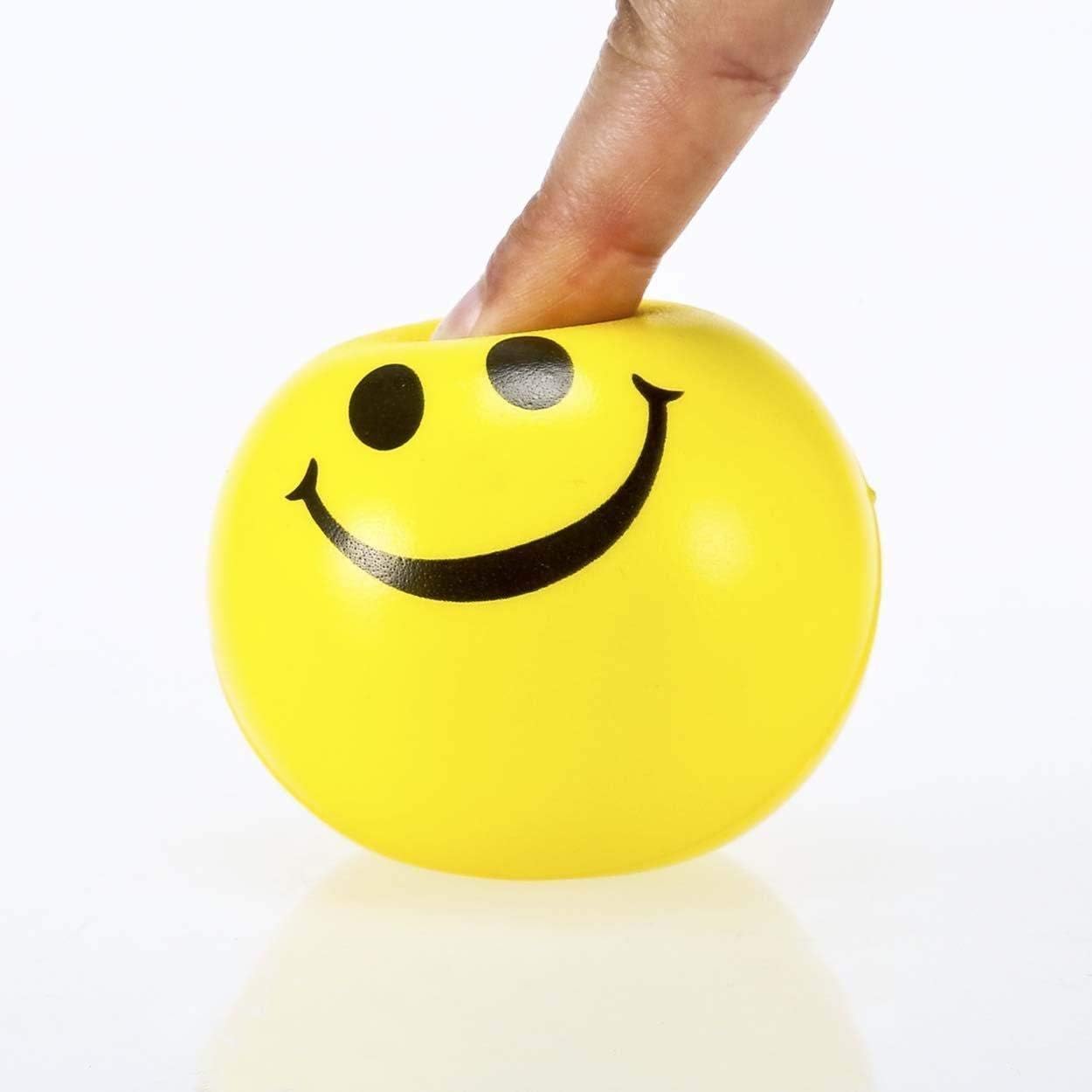 Face Smile Stress Ball - Smiley Squeeze Ball | Hand Exercise | Stress Relief Ball | Perfect for Relieving Anxiety 6.5cm | Yellow |