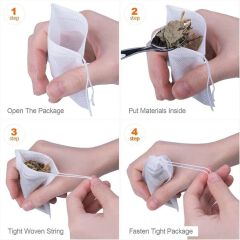 100Pcs Disposable Drawstring Tea Filter Bags Non-woven Fabric Pouches Seal Mesh Bags Coffee Sachet Bags for Loose Leaf Tea, Coffee, Herb, Spice
