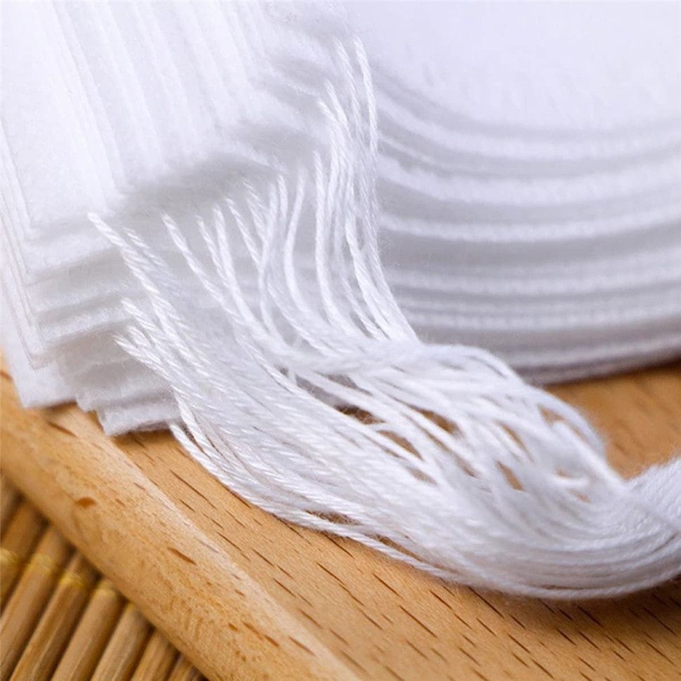 100Pcs Disposable Drawstring Tea Filter Bags Non-woven Fabric Pouches Seal Mesh Bags Coffee Sachet Bags for Loose Leaf Tea, Coffee, Herb, Spice
