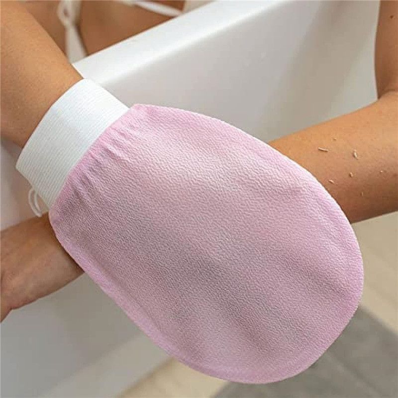1pcs Deep Exfoliating Gloves for Body | Scrubber Shower Bath |Body Scrub Gloves Dead Skin Remover| Mitt Perfect Women/Men, One Size, Pink
