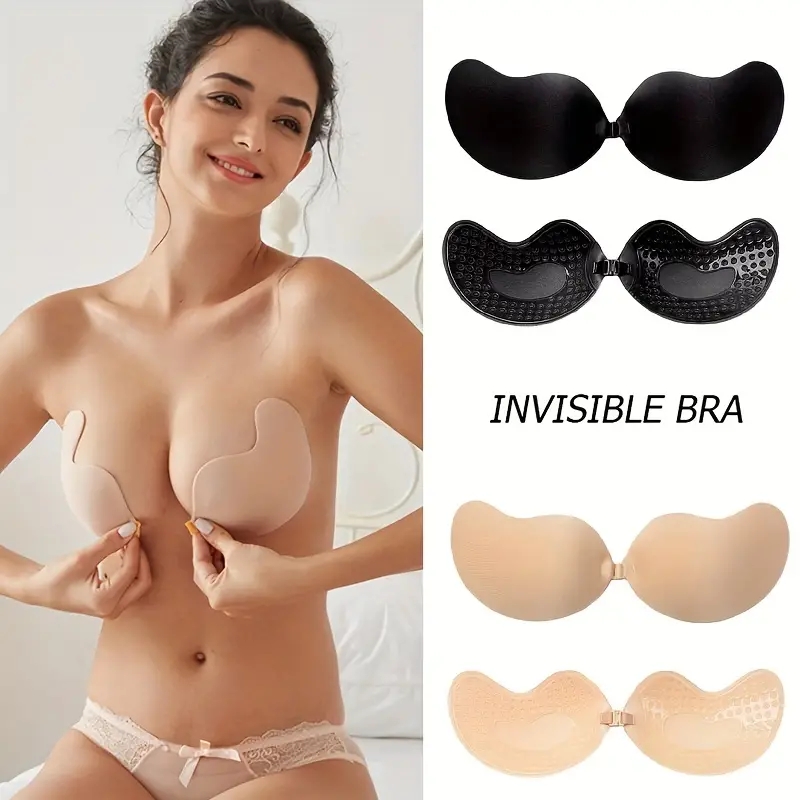 2 Pairs Sticky Bras, Backless Strapless Bra Push Up, Adhesive Invisible Lift Up Bras