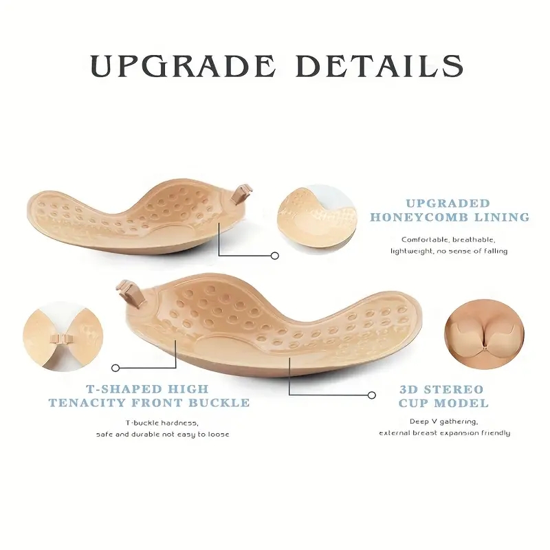 2 Pairs Sticky Bras, Backless Strapless Bra Push Up, Adhesive Invisible Lift Up Bras