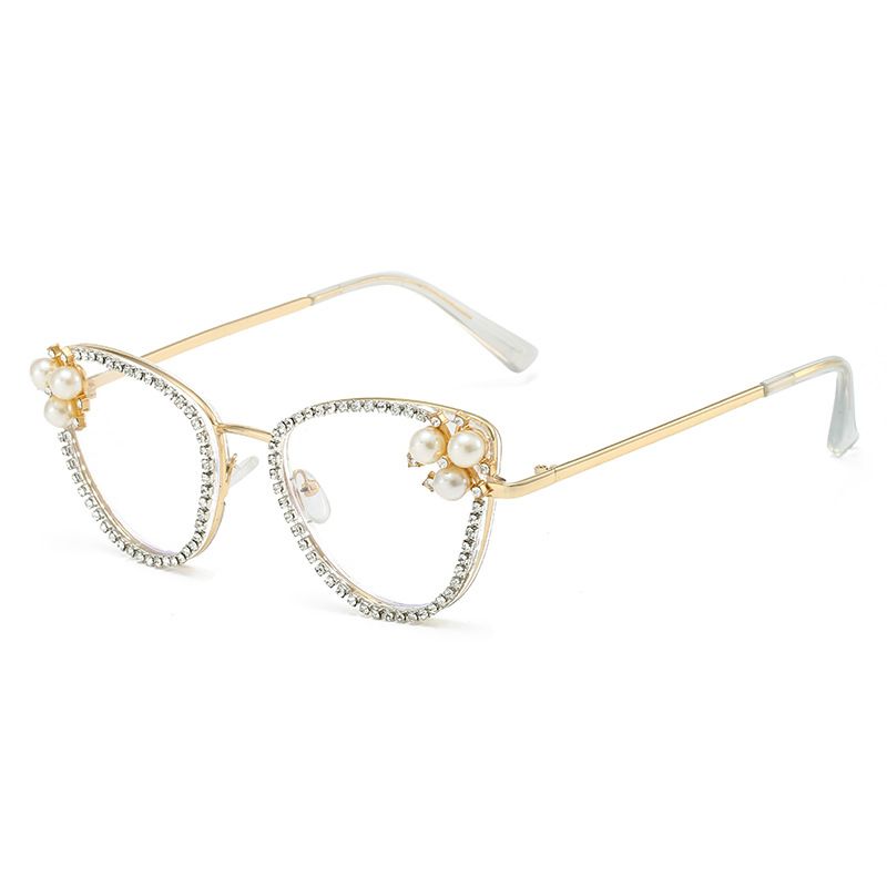 Retro Diamond Cat Eye Reading Glasses Blue Light Blocking Optical Women Fashion Rhinestone Eyewear Eyeglasses