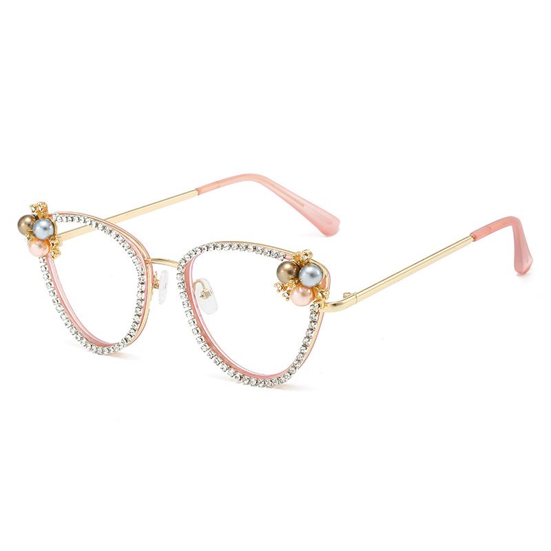 Retro Diamond Cat Eye Reading Glasses Blue Light Blocking Optical Women Fashion Rhinestone Eyewear Eyeglasses