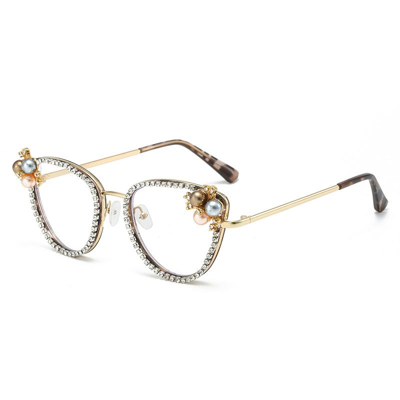 Retro Diamond Cat Eye Reading Glasses Blue Light Blocking Optical Women Fashion Rhinestone Eyewear Eyeglasses