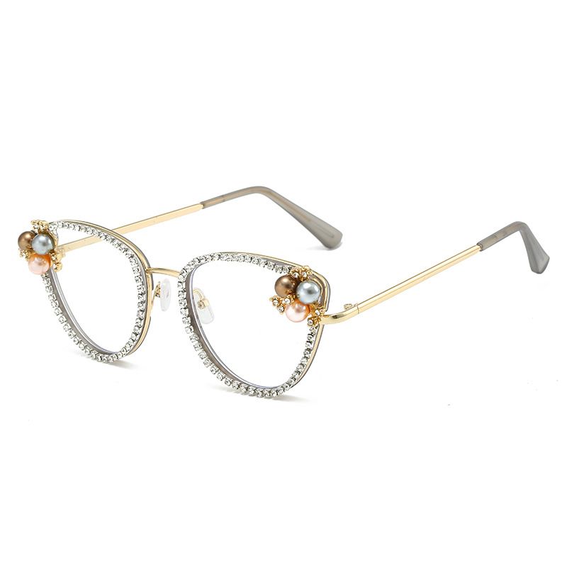 Retro Diamond Cat Eye Reading Glasses Blue Light Blocking Optical Women Fashion Rhinestone Eyewear Eyeglasses