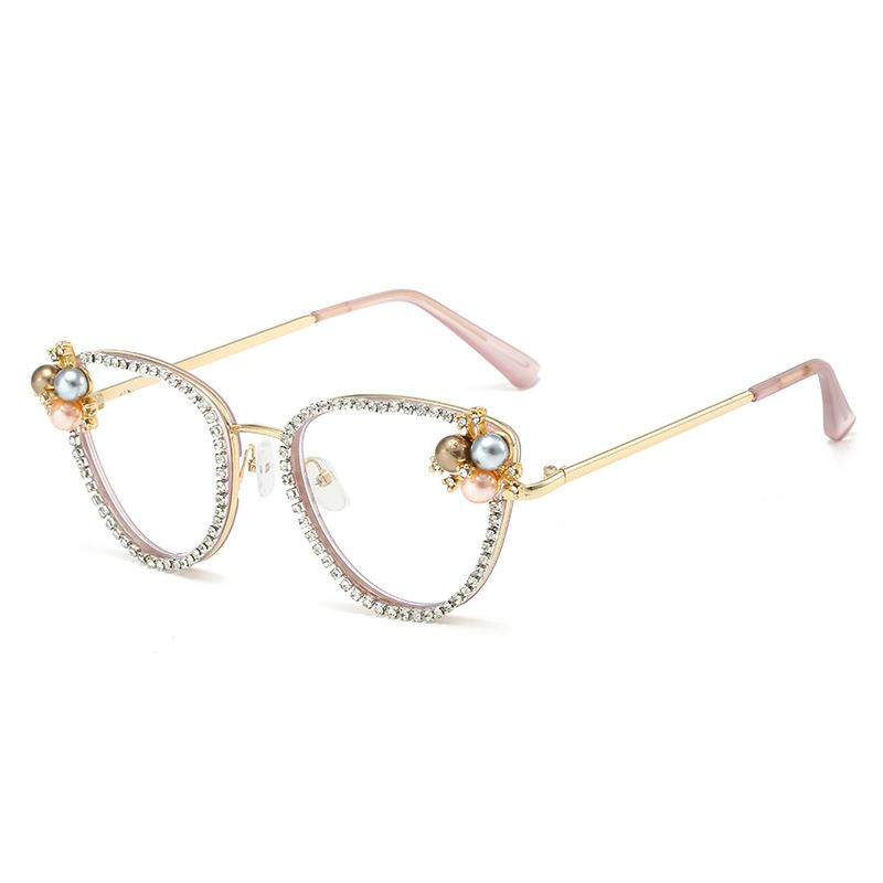 Retro Diamond Cat Eye Reading Glasses Blue Light Blocking Optical Women Fashion Rhinestone Eyewear Eyeglasses