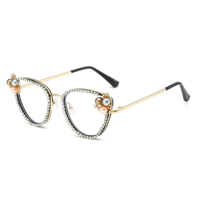 Retro Diamond Cat Eye Reading Glasses Blue Light Blocking Optical Women Fashion Rhinestone Eyewear Eyeglasses