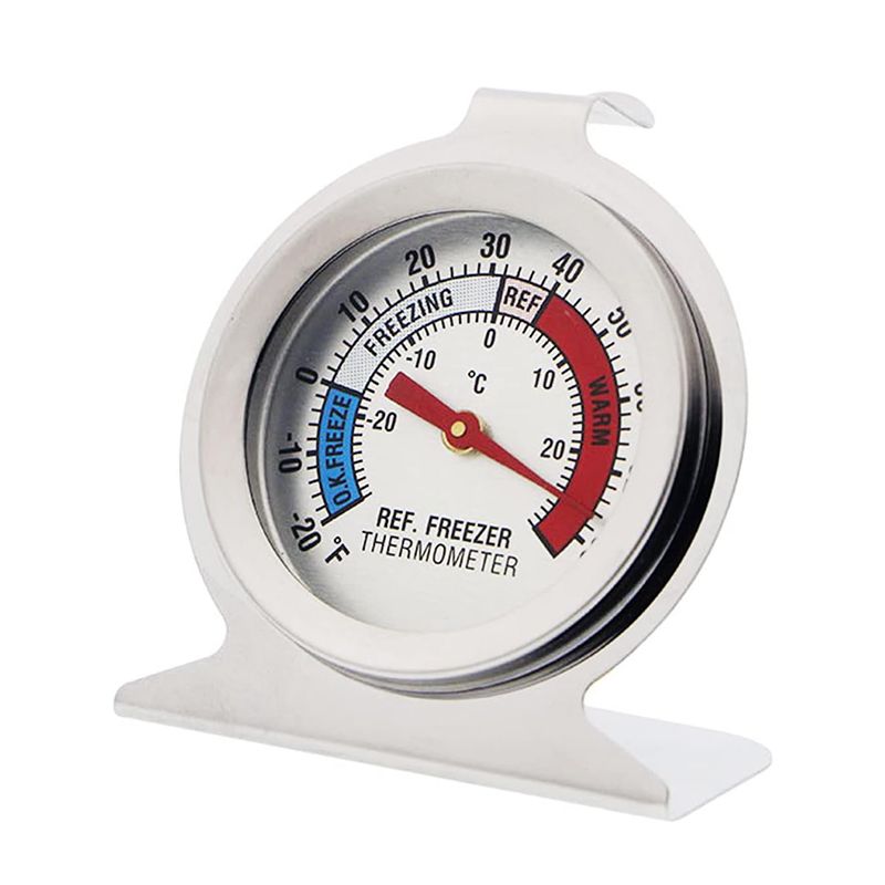 Stainless Steel Refrigerator Freezer Thermometer Range -20~80℉ Large Dial Fridge Cooler Hanging Gauge for Home, Kitchen, Restaurants