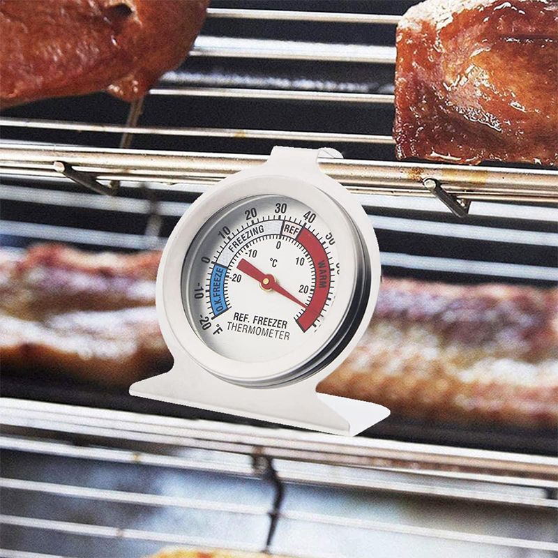 Stainless Steel Refrigerator Freezer Thermometer Range -20~80℉ Large Dial Fridge Cooler Hanging Gauge for Home, Kitchen, Restaurants