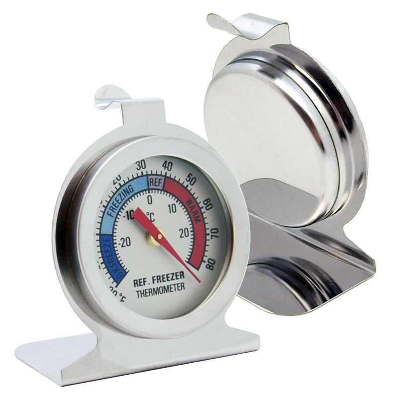 Stainless Steel Refrigerator Freezer Thermometer Range -20~80℉ Large Dial Fridge Cooler Hanging Gauge for Home, Kitchen, Restaurants