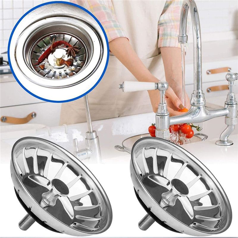 2PCS Sink Strainer Stopper for Kitchen, Universal Silicone Kitchen Sink Drain Strainer, Food Catcher Strainer Plug for Kitchen Sink Drain Silver
