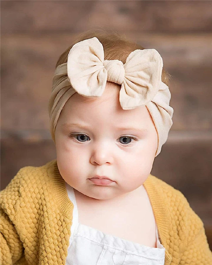 3Pcs Baby Girls Bowknot Headbands Set Baby Turban Headband Set-Bowknot Hairband Soft Cute Headwear Elastic for Newborn/Girls/Boys/Kids Gift